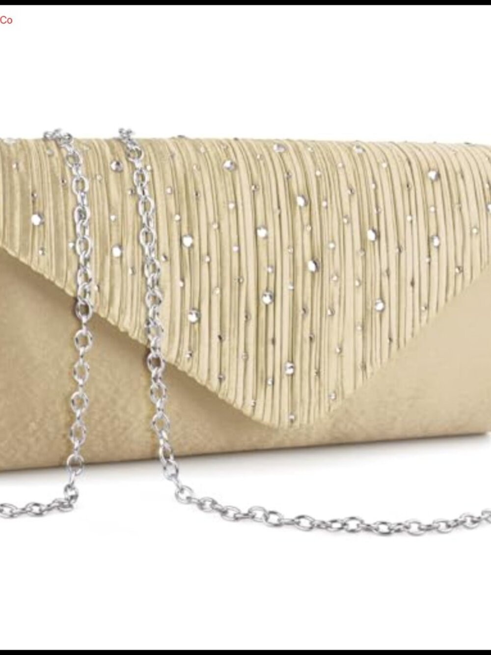 Satin Evening Clutch Purses for Women with Rhinestones and Detachable Chain